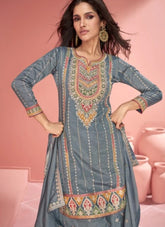 Interesting Sharara Suit in Grey
